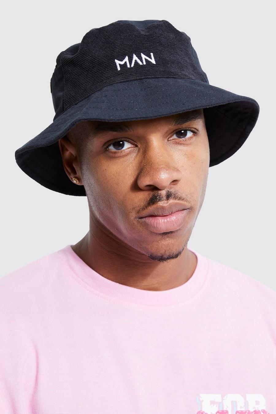 Black negro Cord Panel Utility Bucket Hat