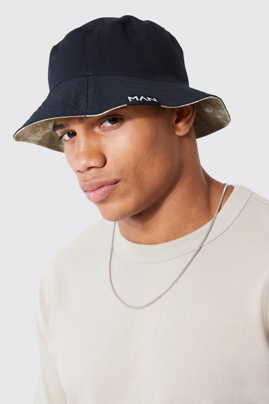 Charcoal grey Man Camo Reversible Bucket Hat