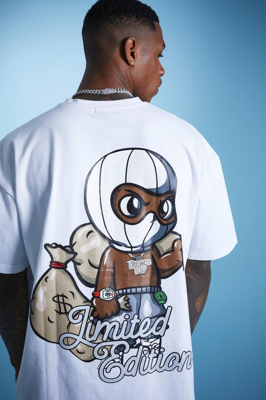 White Oversized Heavyweight Limited Graphic T-shirt  image number 1