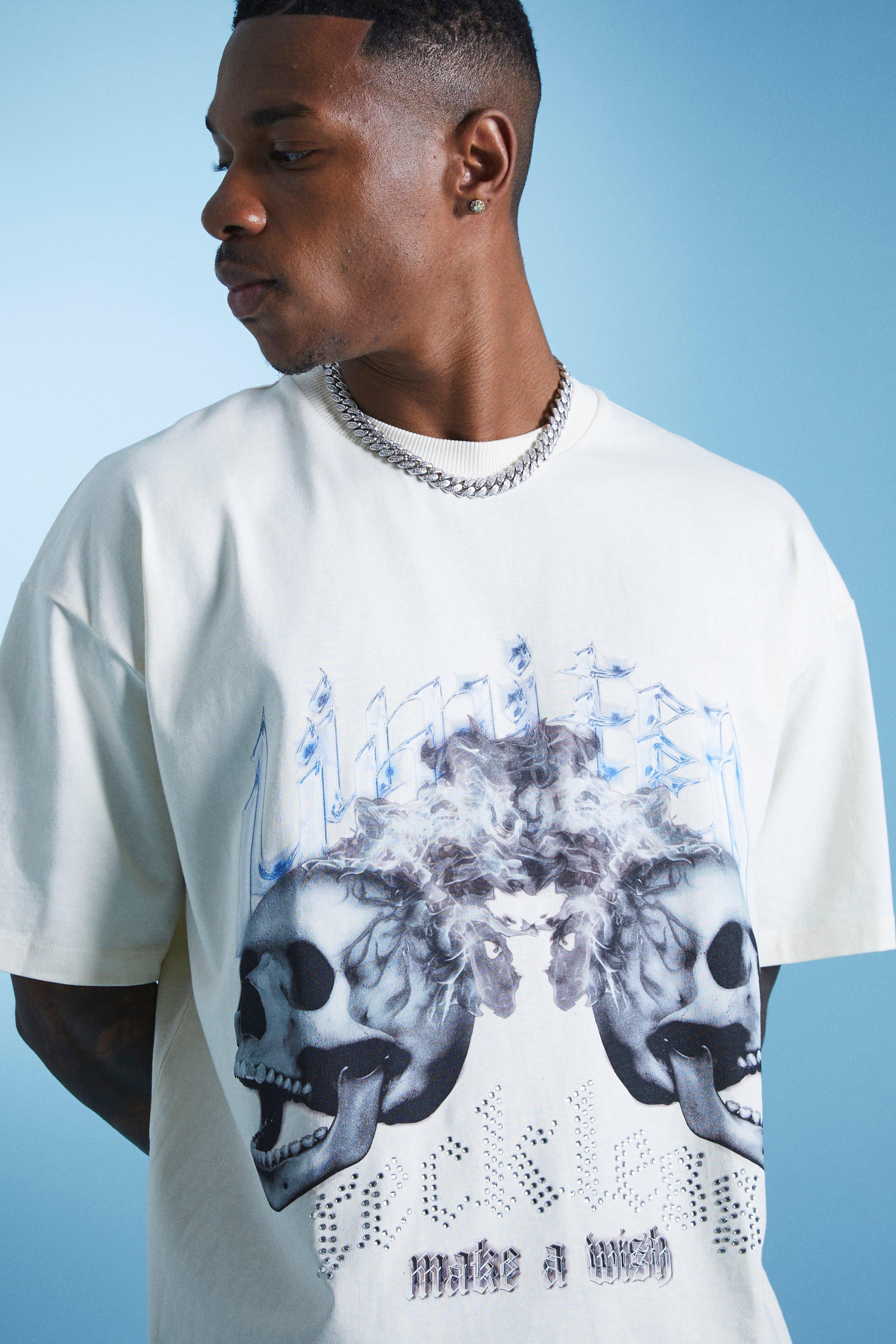 Oversized Skull Graphic & Rhinestone T-shirt | boohoo
