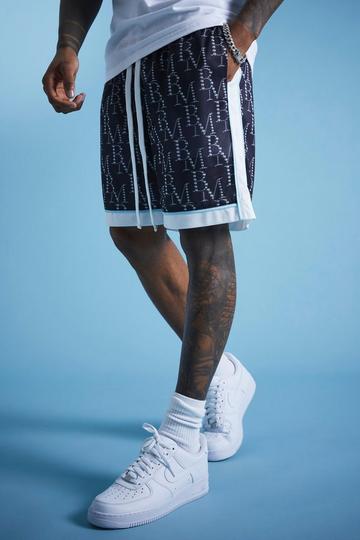 Loose Fit Printed Mesh Basketball Short black