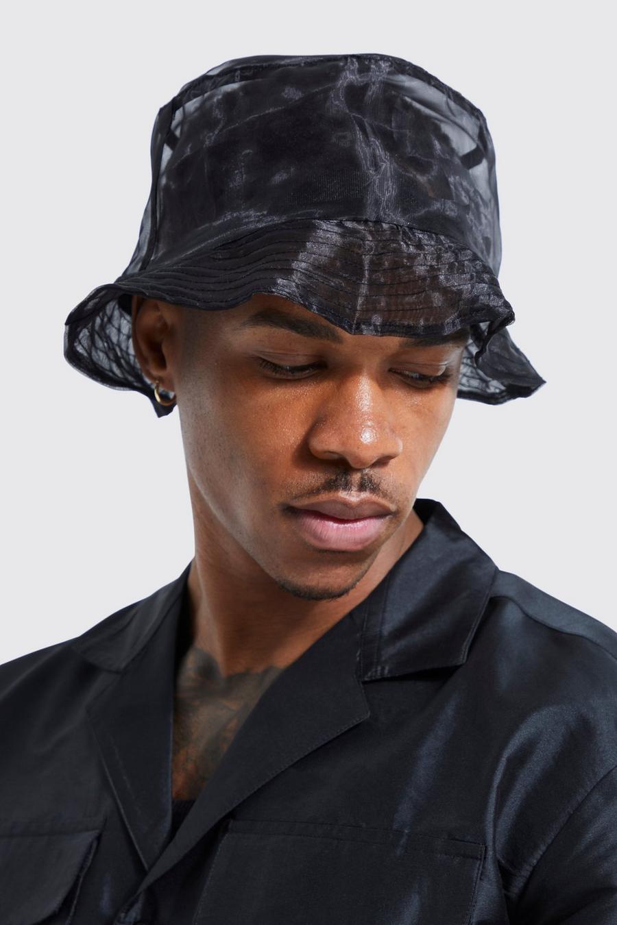 Black Sheer Bucket Hat image number 1