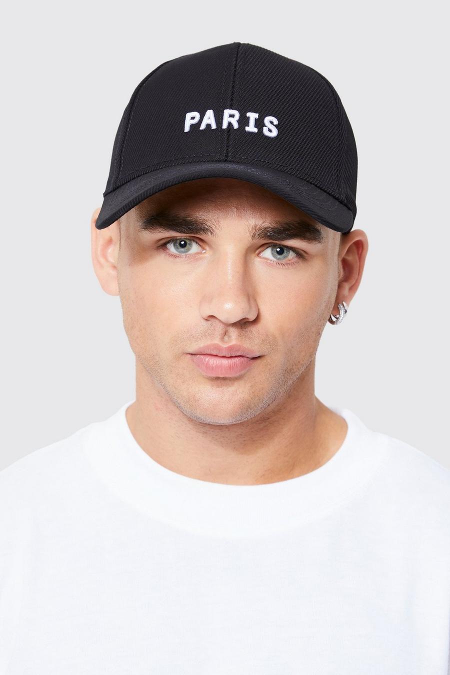 Paris Embroidered Cap, Black nero
