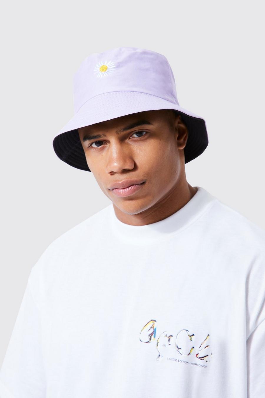 Men's Daisy Embroidered Bucket Hat | Boohoo UK