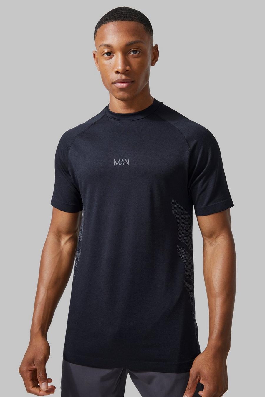 Black svart Man Active Seamless Patterned T-shirt