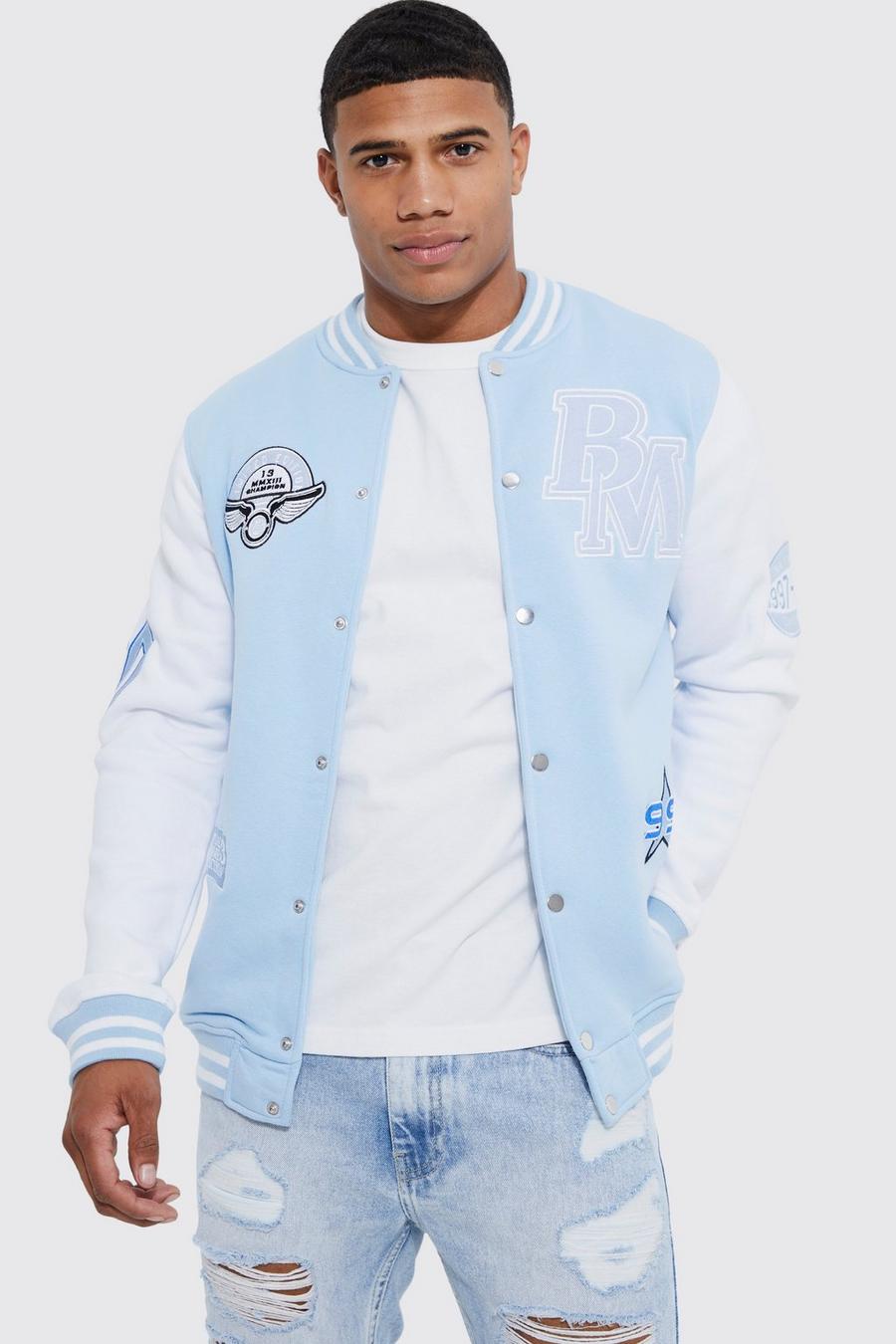 Collegejacke mit Members Club Applique, Light blue image number 1