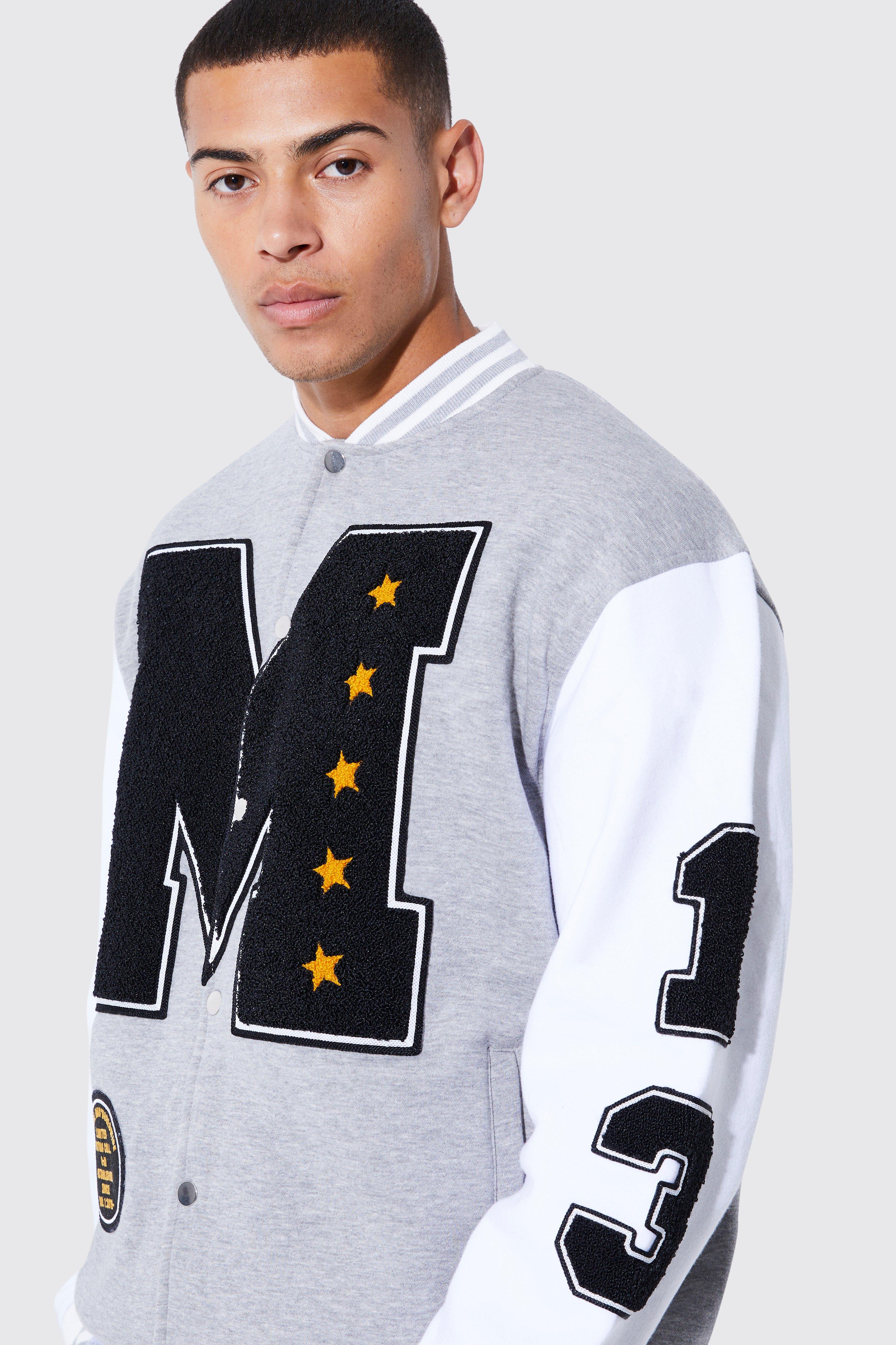 Oversized Varsity Bomber Jacket With Badges