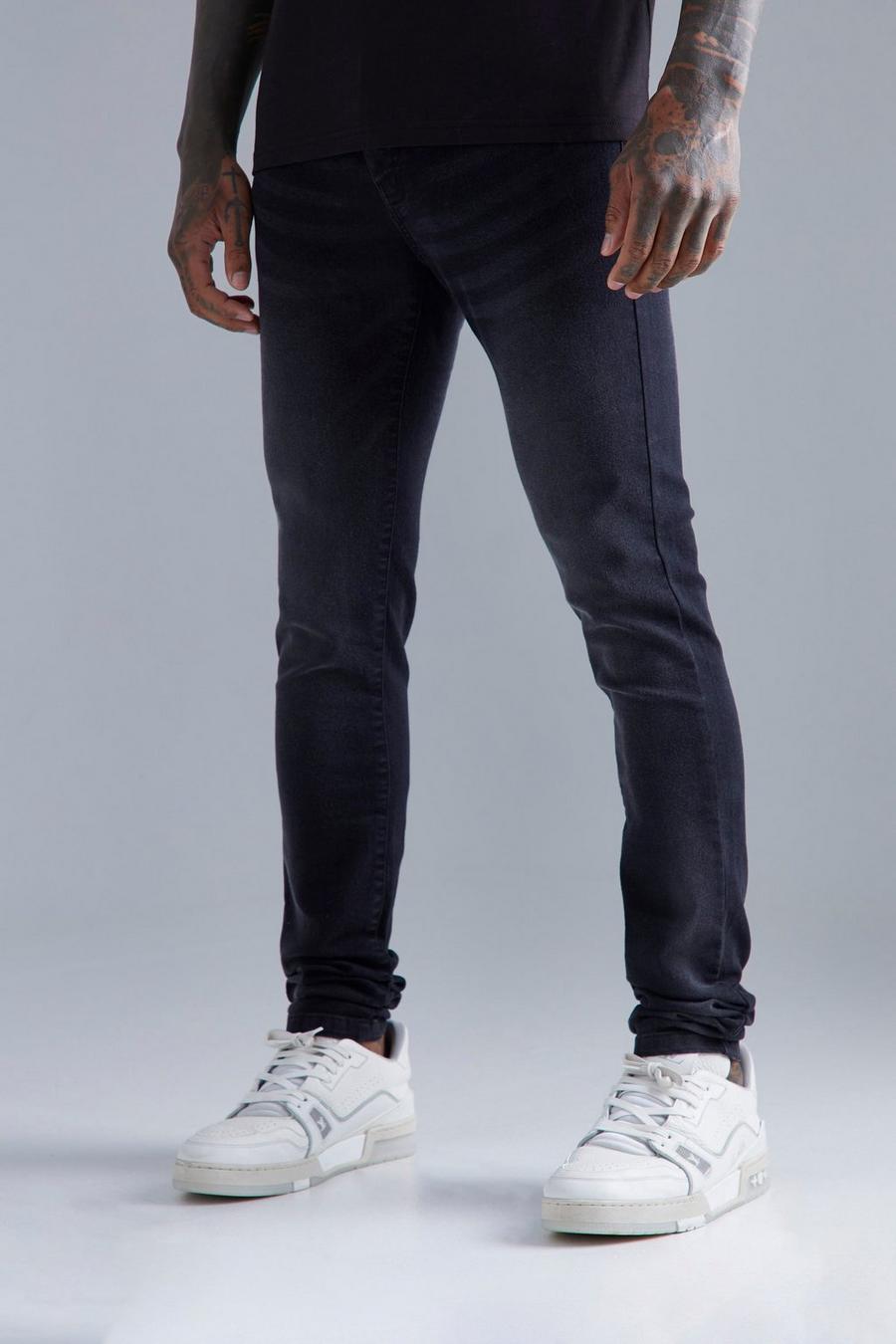 Washed black Skinny Stretch Stacked Jeans