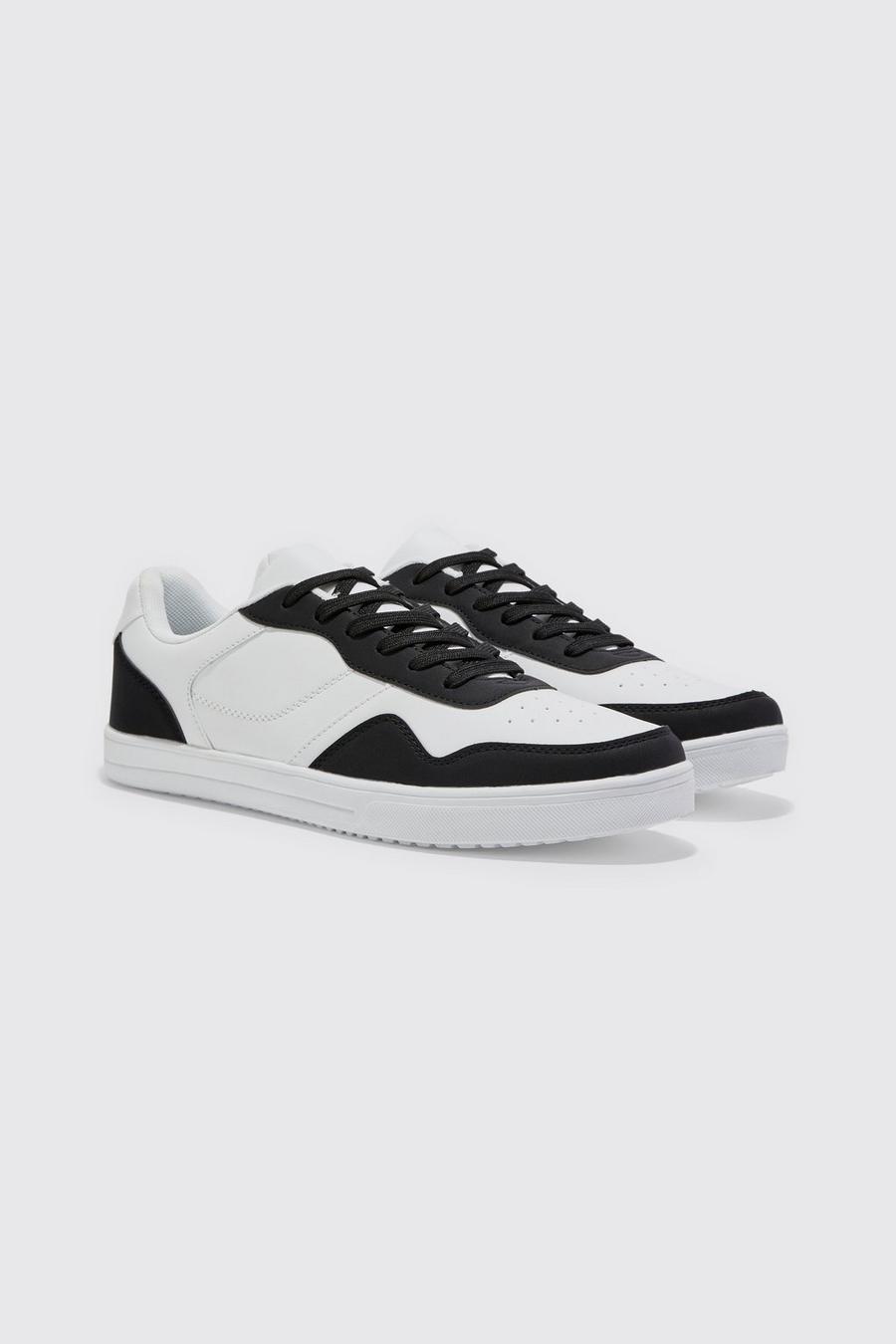 Black negro Multi Panel Perforated Detail Trainers
