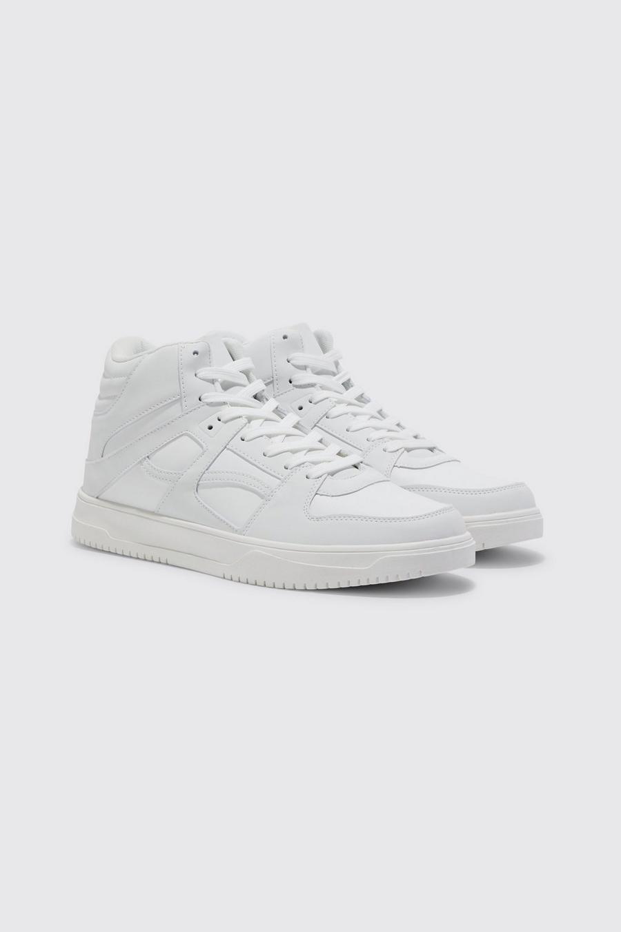 White High Top Multi Panel Detail Trainers image number 1