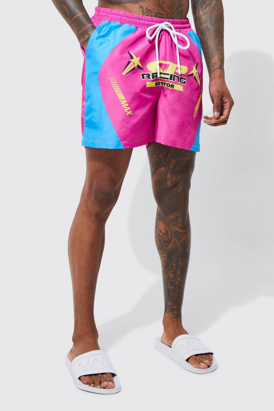 Pink Short Length Racing Swim Shorts