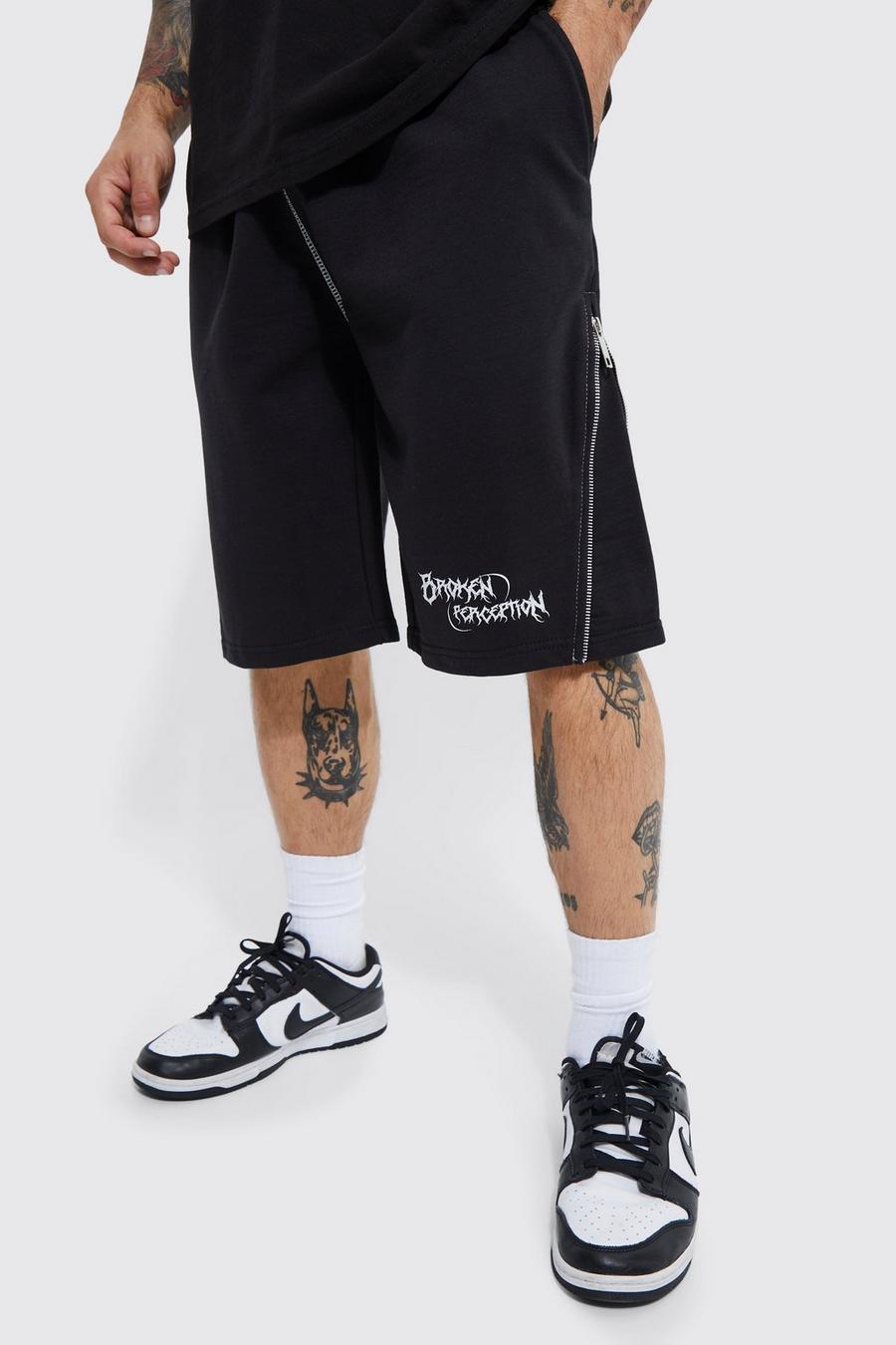 Lockere mittellange Shorts mit Reißverschluss, Black image number 1