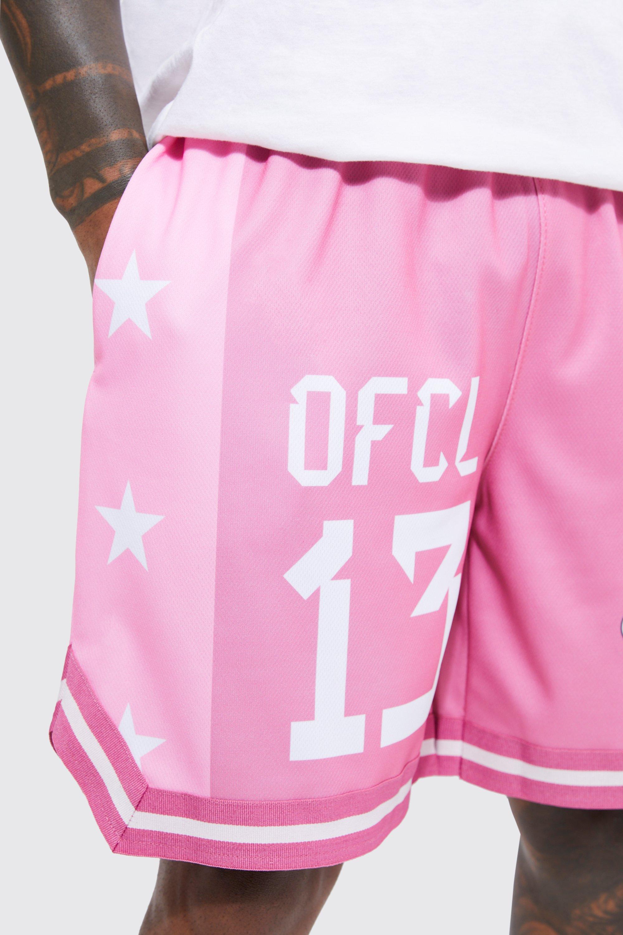 Mens pink basketball on sale shorts