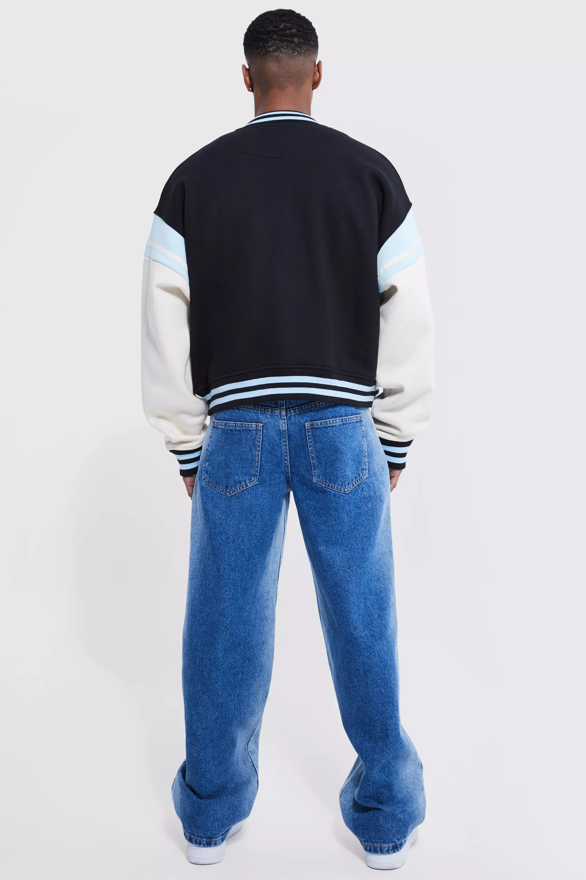 Black Boxy Varsity Multi Badge Jacket alternative image