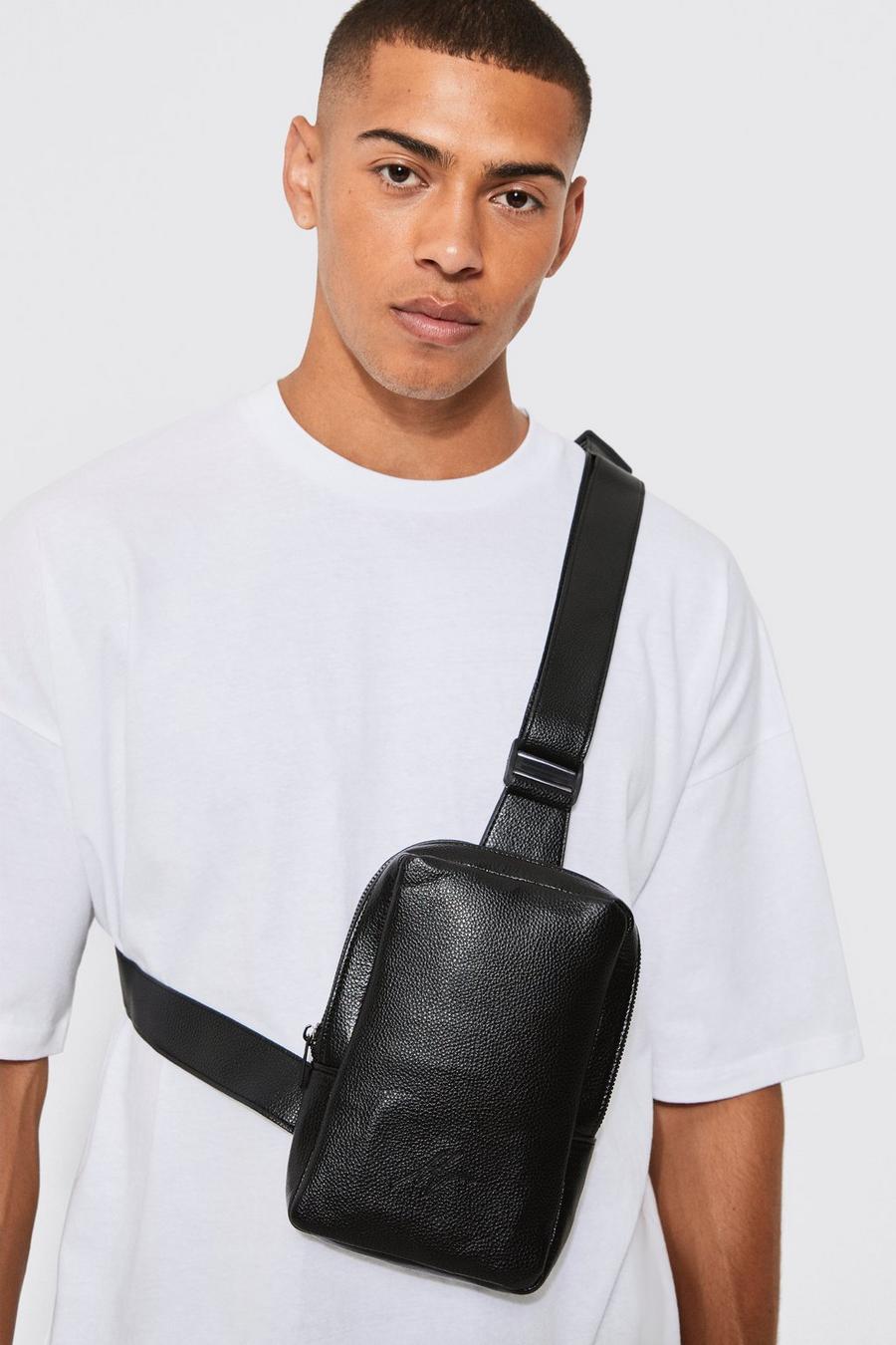 Black svart Official Faux Leather Cross Body Bag
