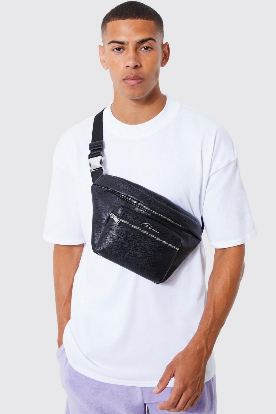 Black Man Signature Faux Leather Bum Bag
