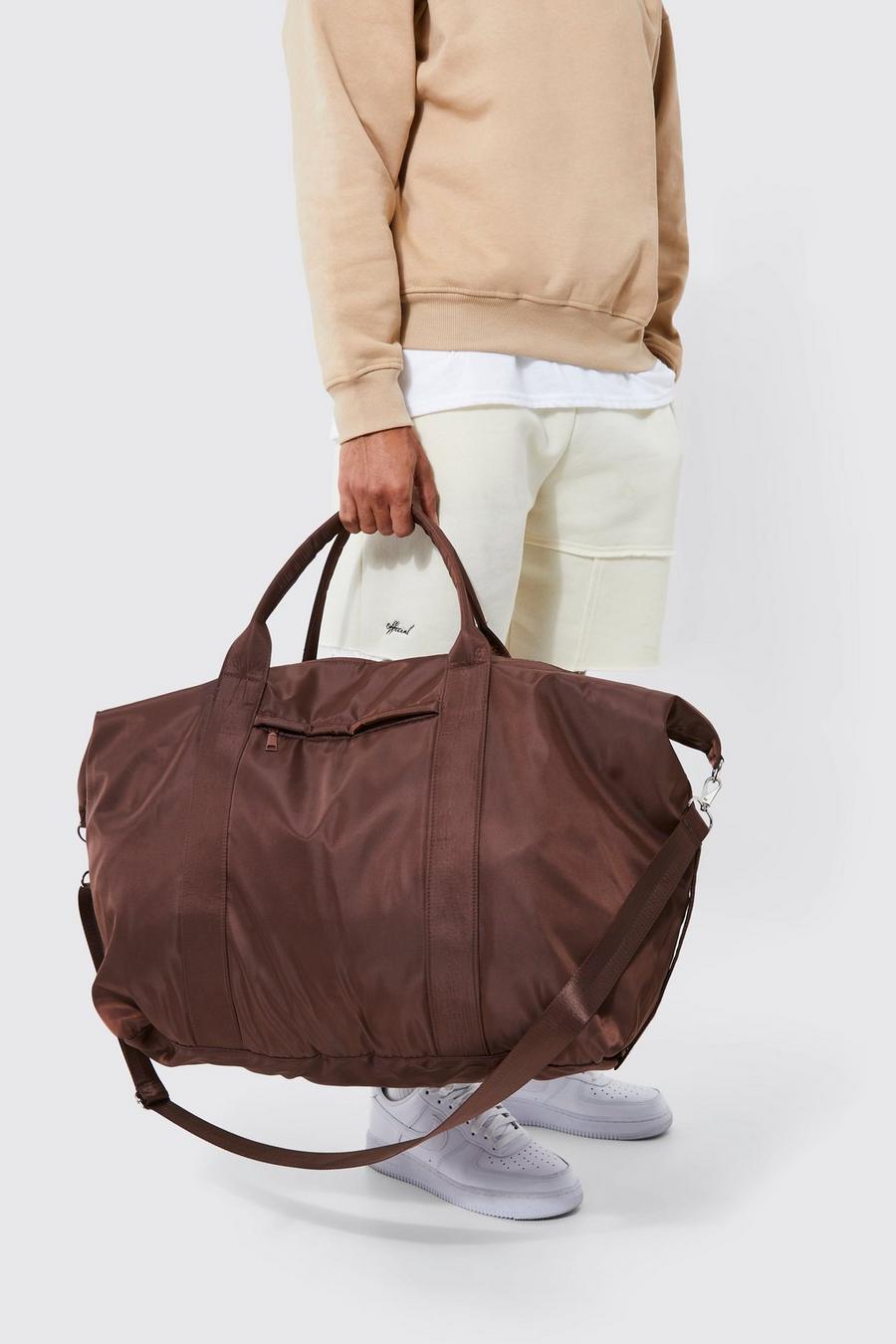 Brown brun Basic Nylon Holdall Bag