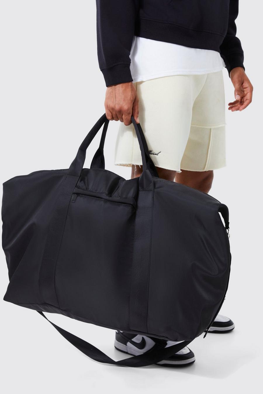 Black Basic Nylon Holdall Bag
