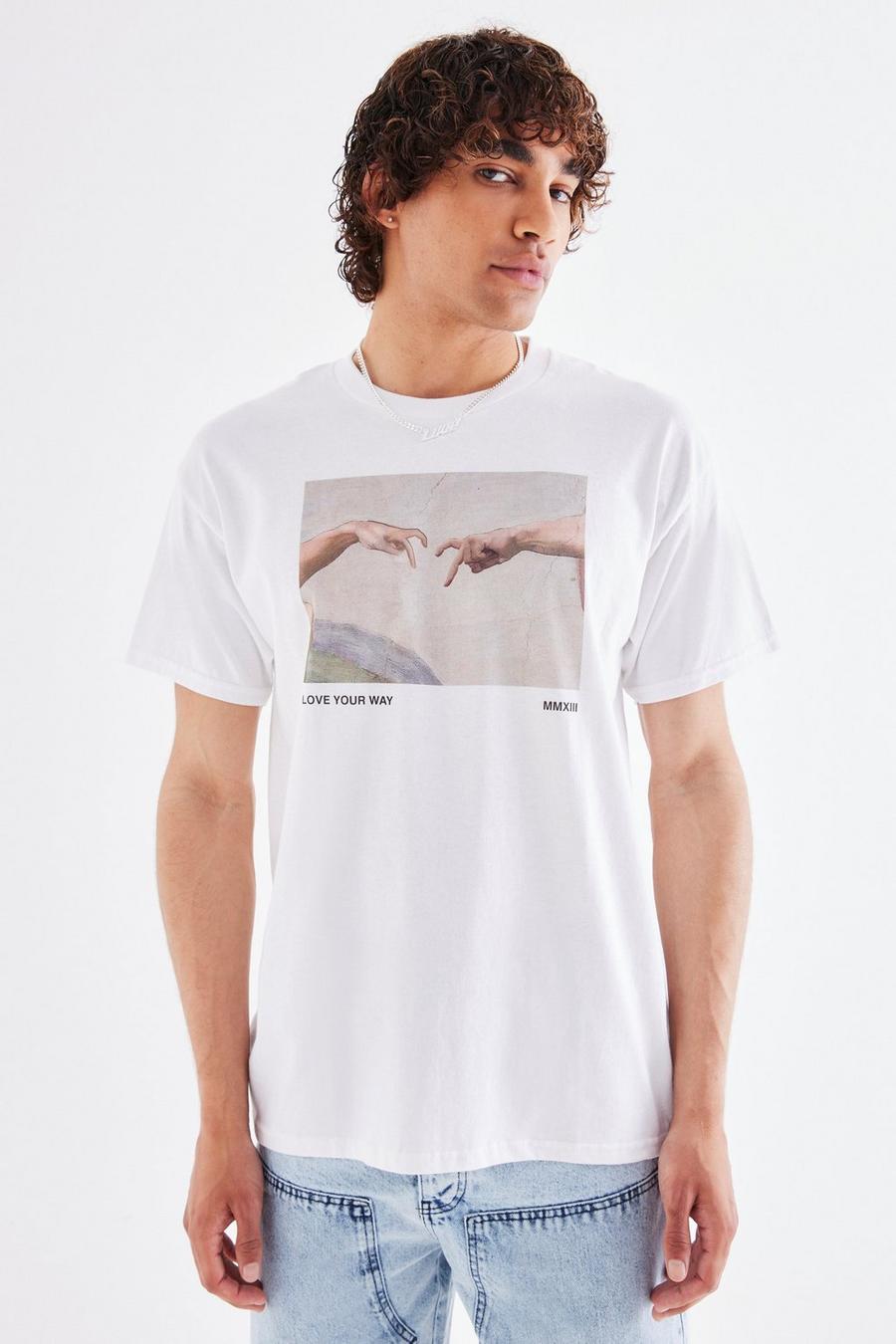 Oversize Pride T-Shirt mit Love Your Way Renaissance-Print, White image number 1