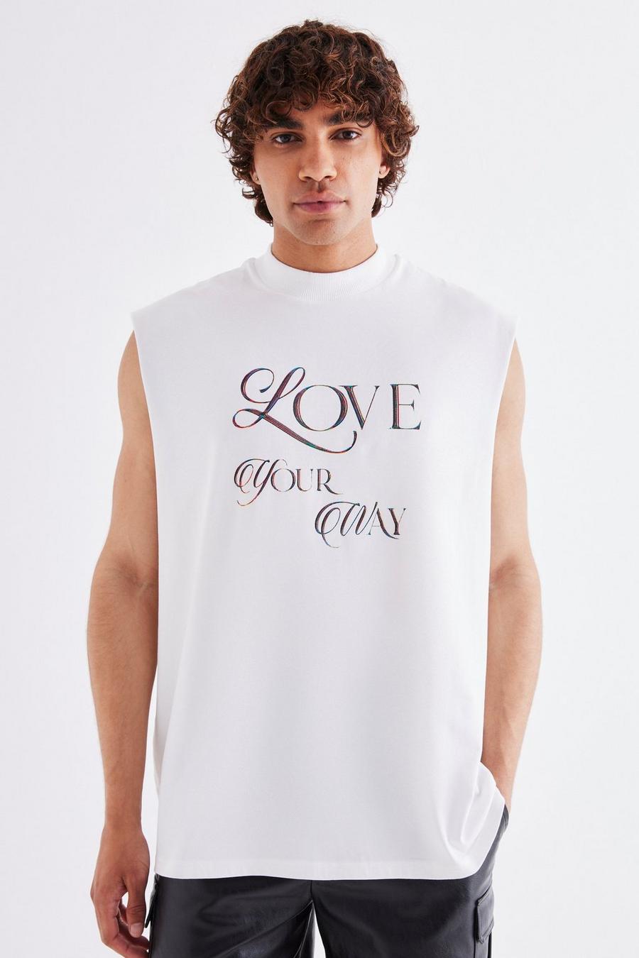 White Oversized Love Your Way Pride Tank  