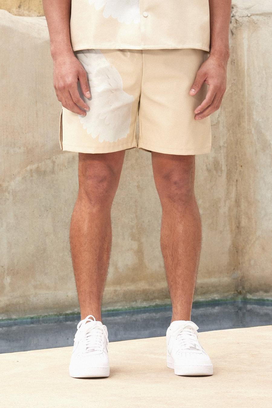 Stone Gesplitste Shorts Met PU Elastische Tailleband