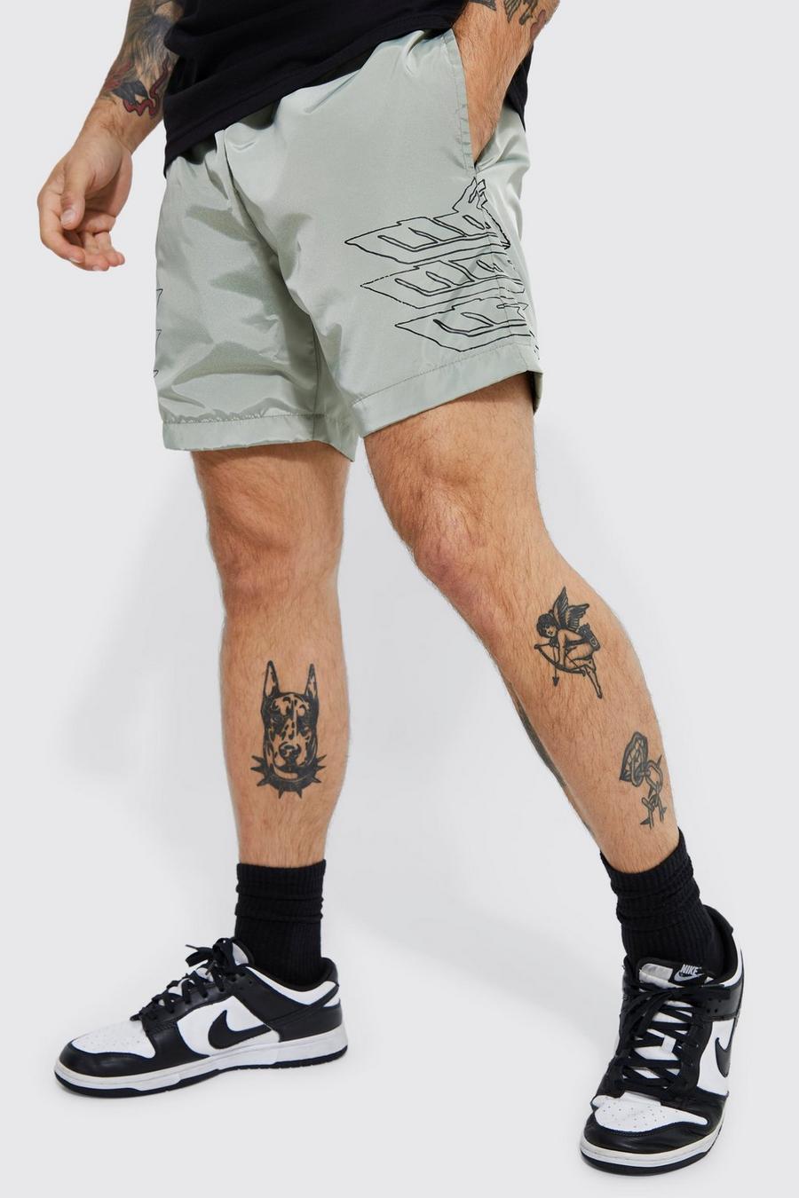 Shorts mit Logo und elastischem Bund, Sage green