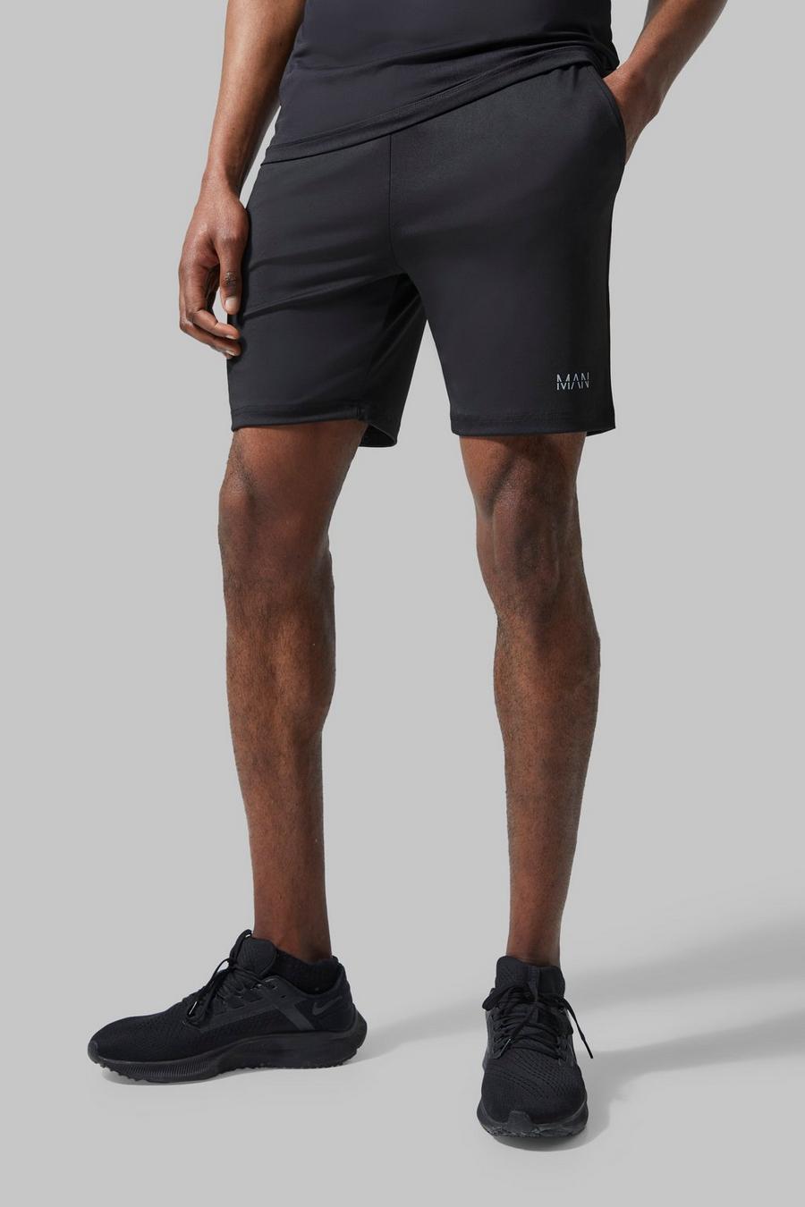 Black svart Man Active Gym Performance  Shorts