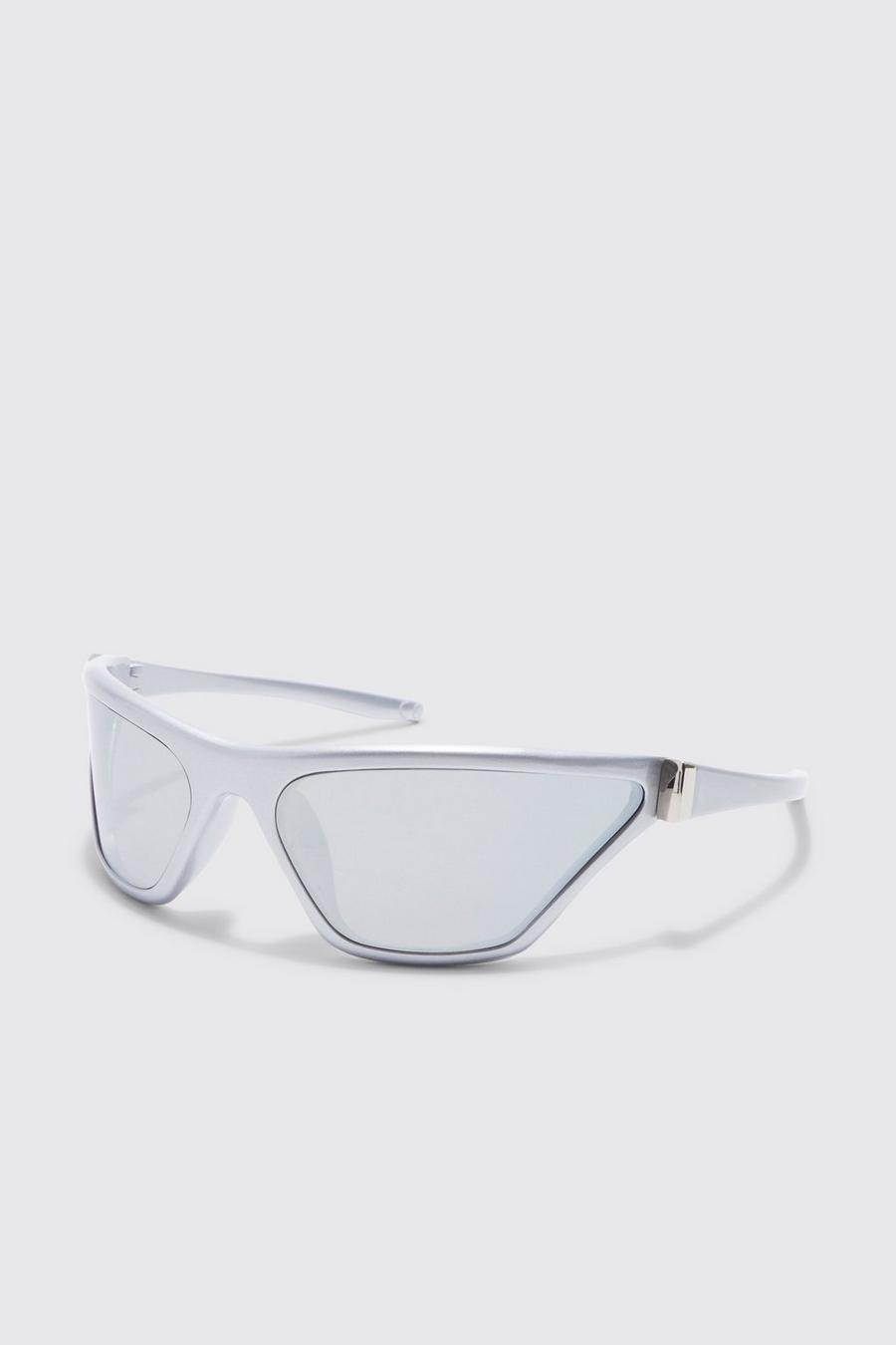 Silver Angled Wrap Sunglasses image number 1