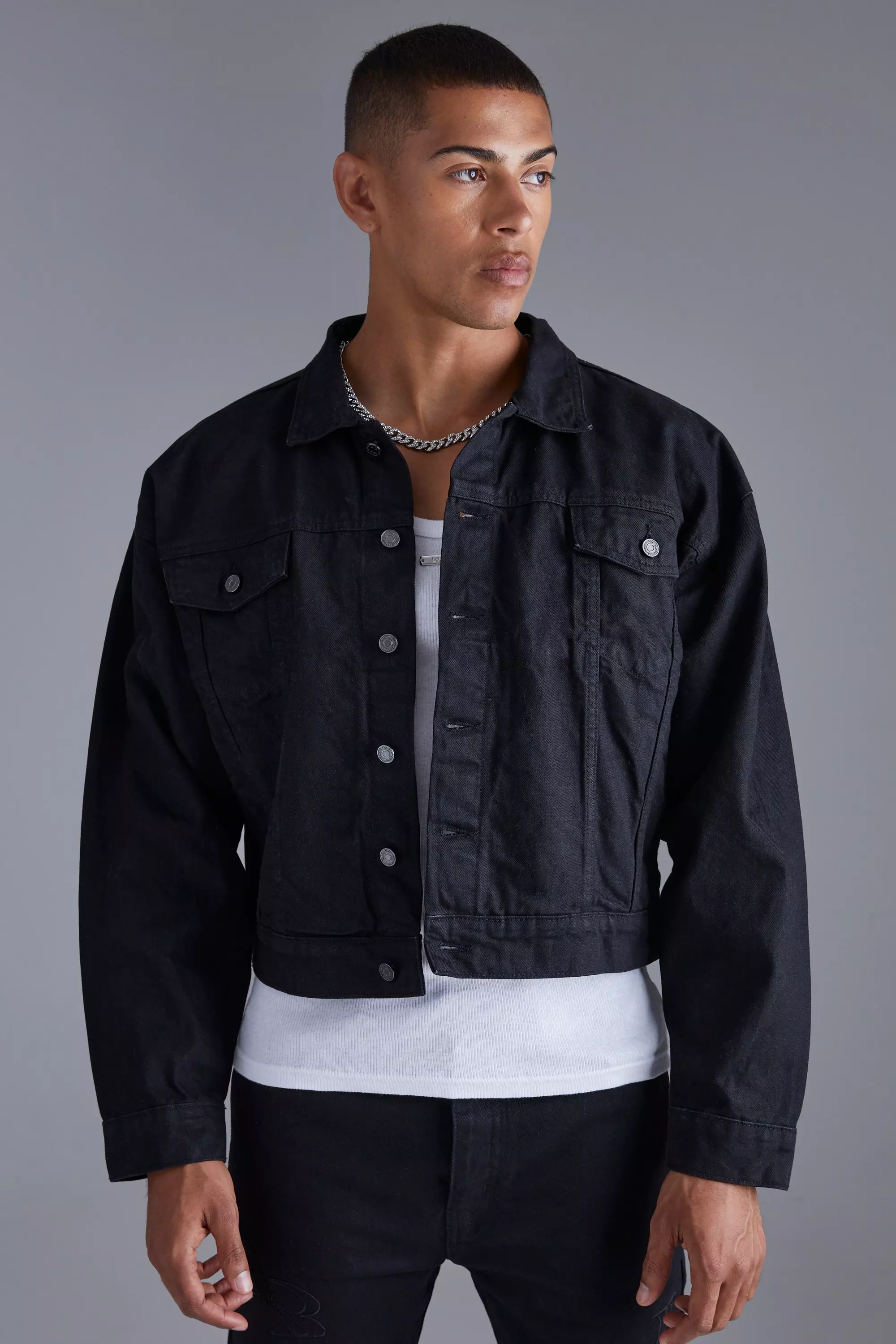 Black denim 2025 jacket xl