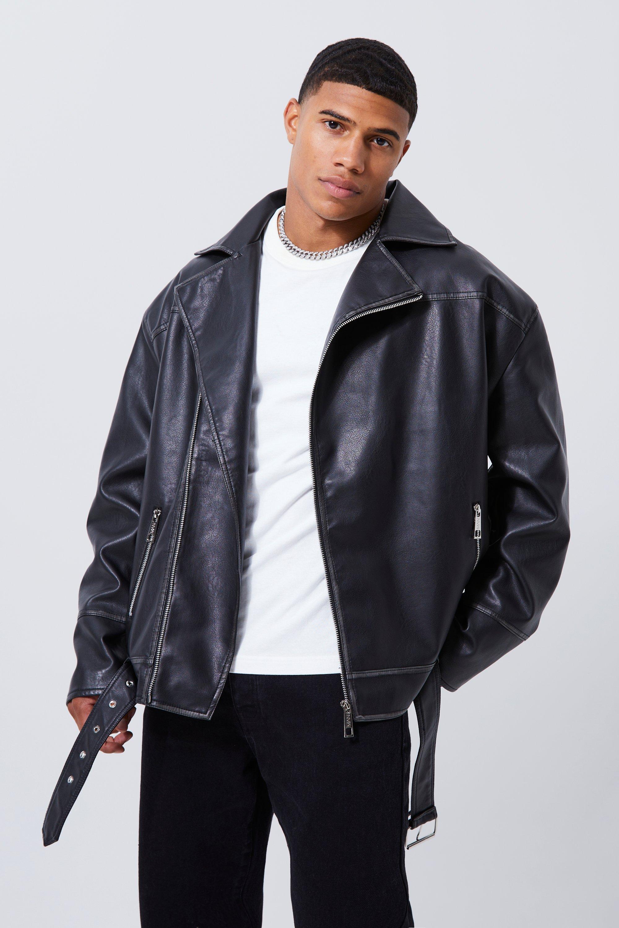 Oversized PU leather riders jacket