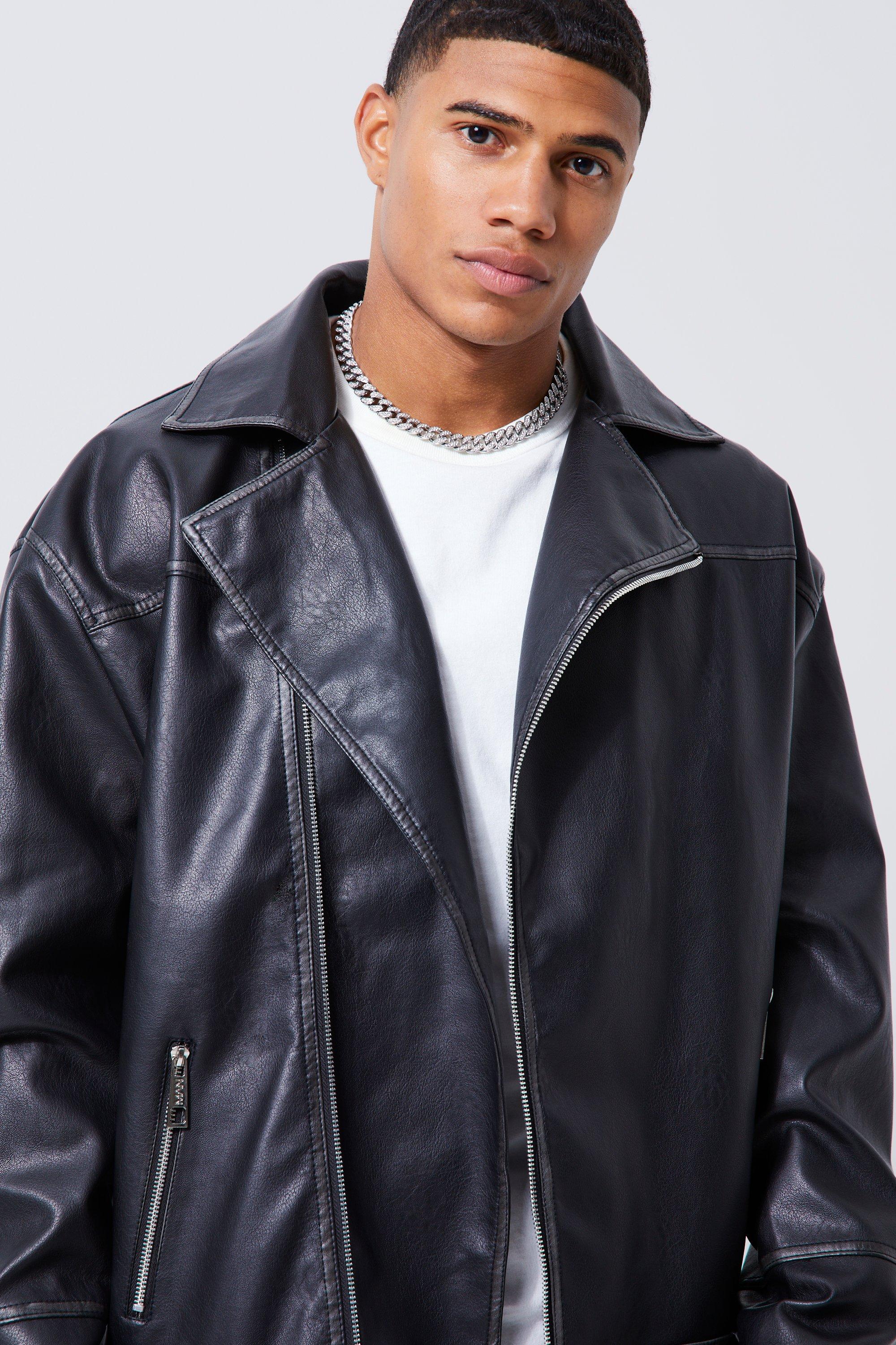 Oversized Vintage Pu Biker Jacket