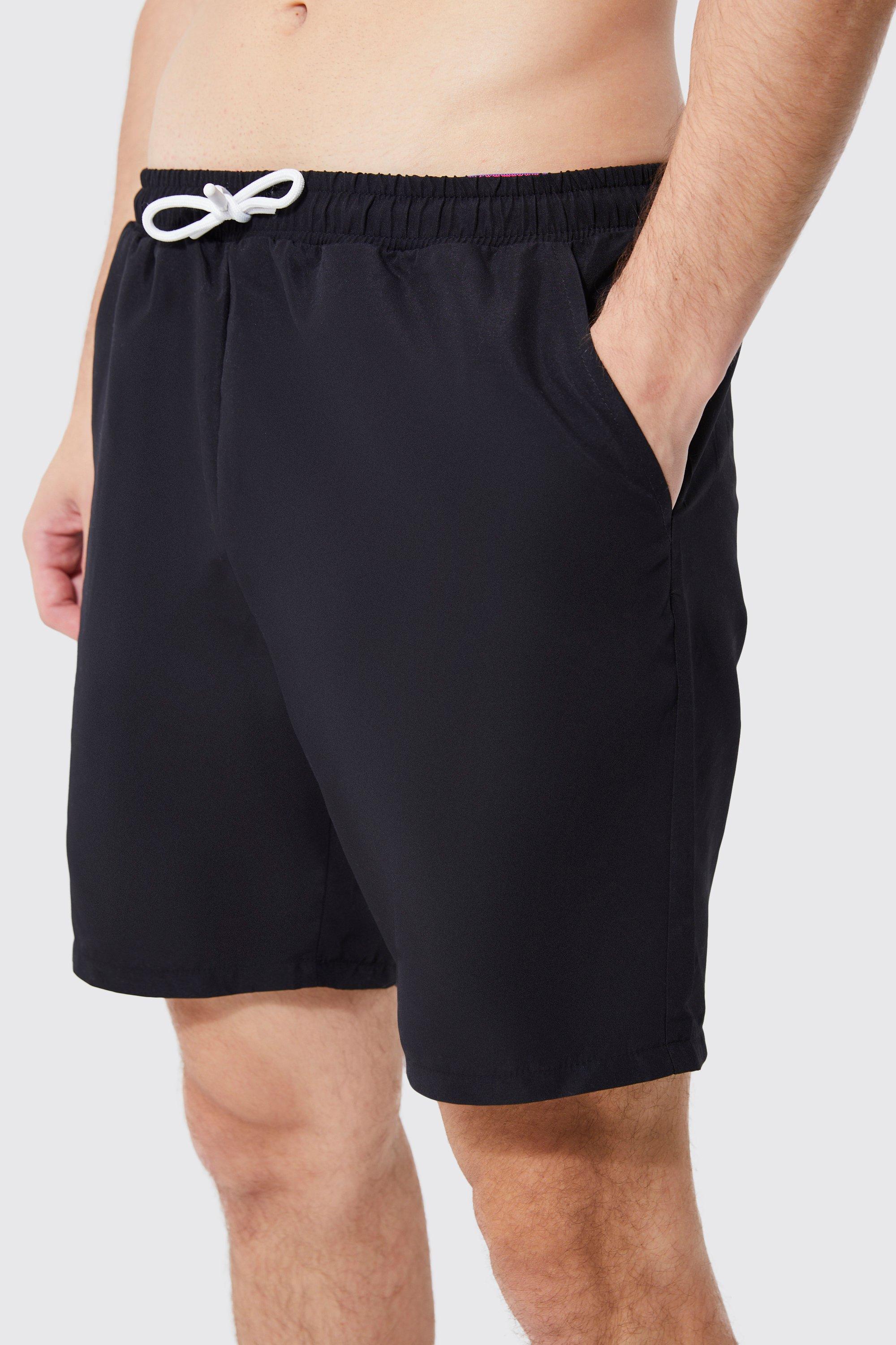 Mens plain black swim on sale shorts