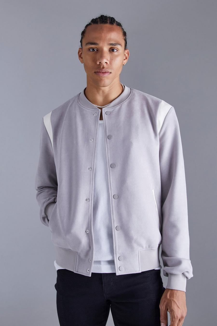 Tall - Bomber universitaire en faux daim, Grey image number 1