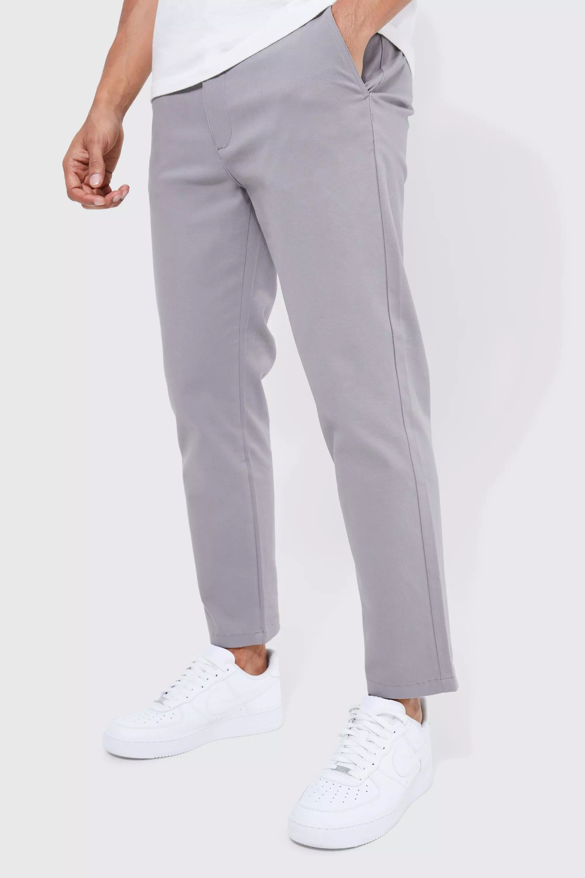 Grey Fixed Waist Slim Cropped Chino alternative image