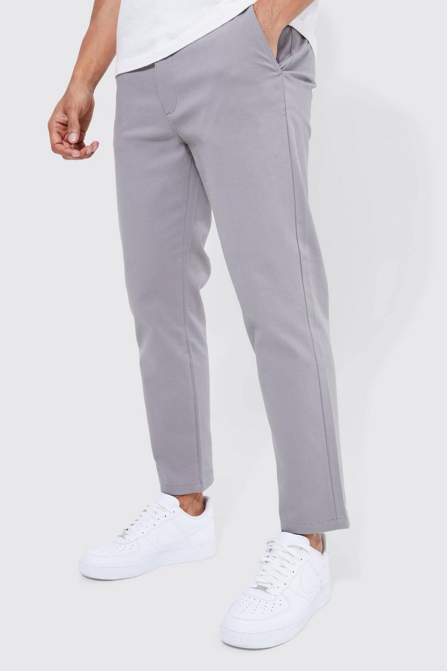 Grey Fixed Waist Slim Cropped Chino image number 1