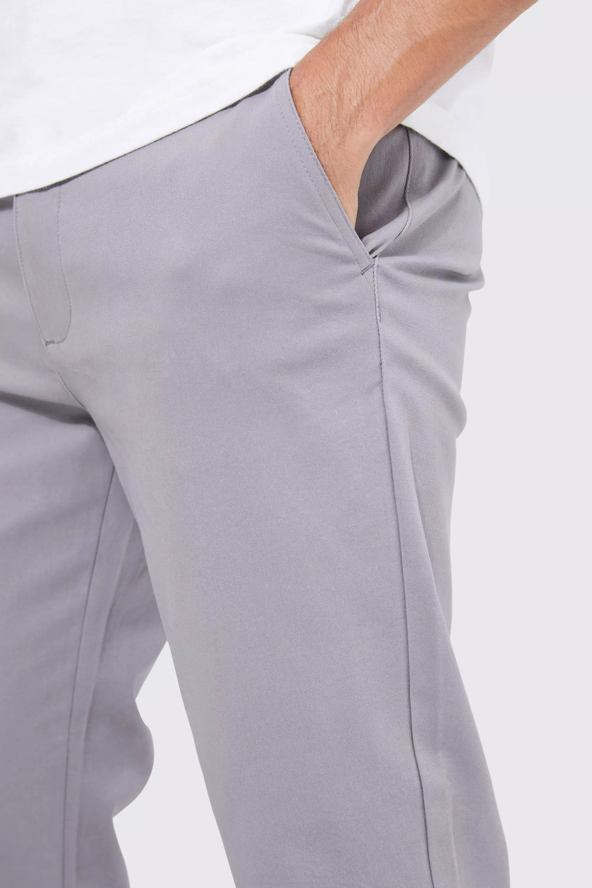 Grey Fixed Waist Slim Cropped Chino alternative image