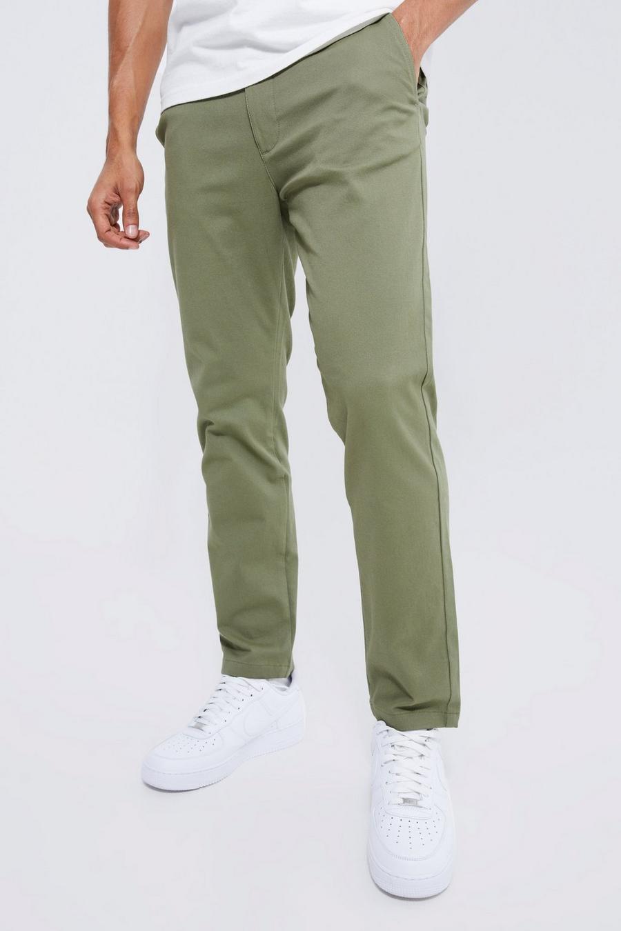 Khaki Fixed Waist Slim Chino Trouser image number 1