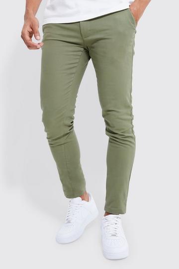 Khaki Fixed Waist Skinny Chino Pants