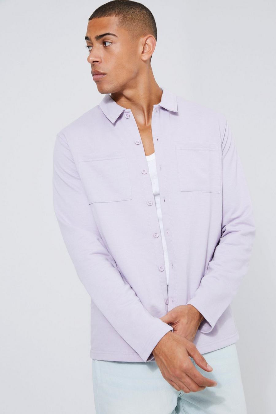 Lilac Jersey Utility Button Through Overshirt image number 1