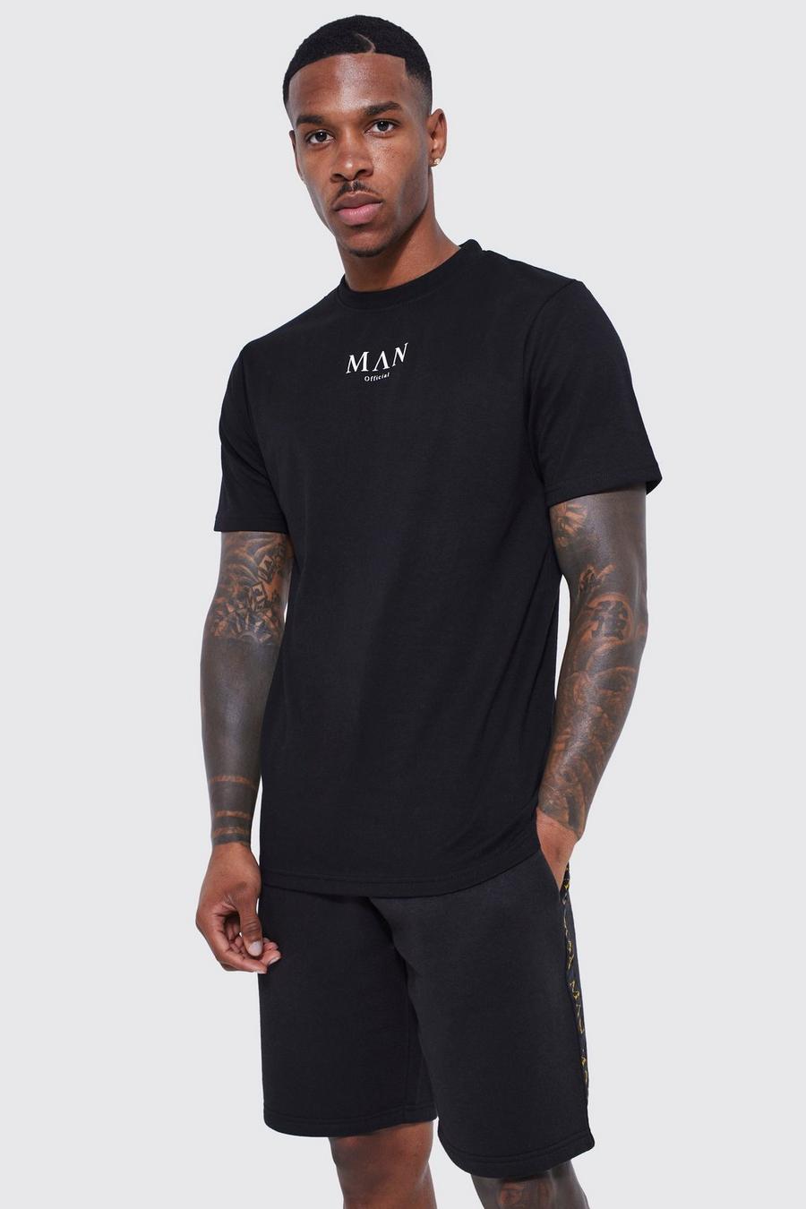 Black svart Man Gold Slim Fit Interlock T-shirt