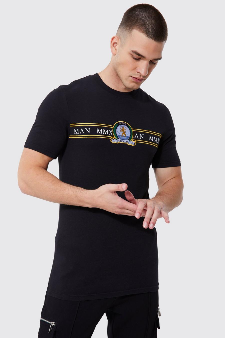 Black Tall Man Gold Printed Muscle Fit T-shirt