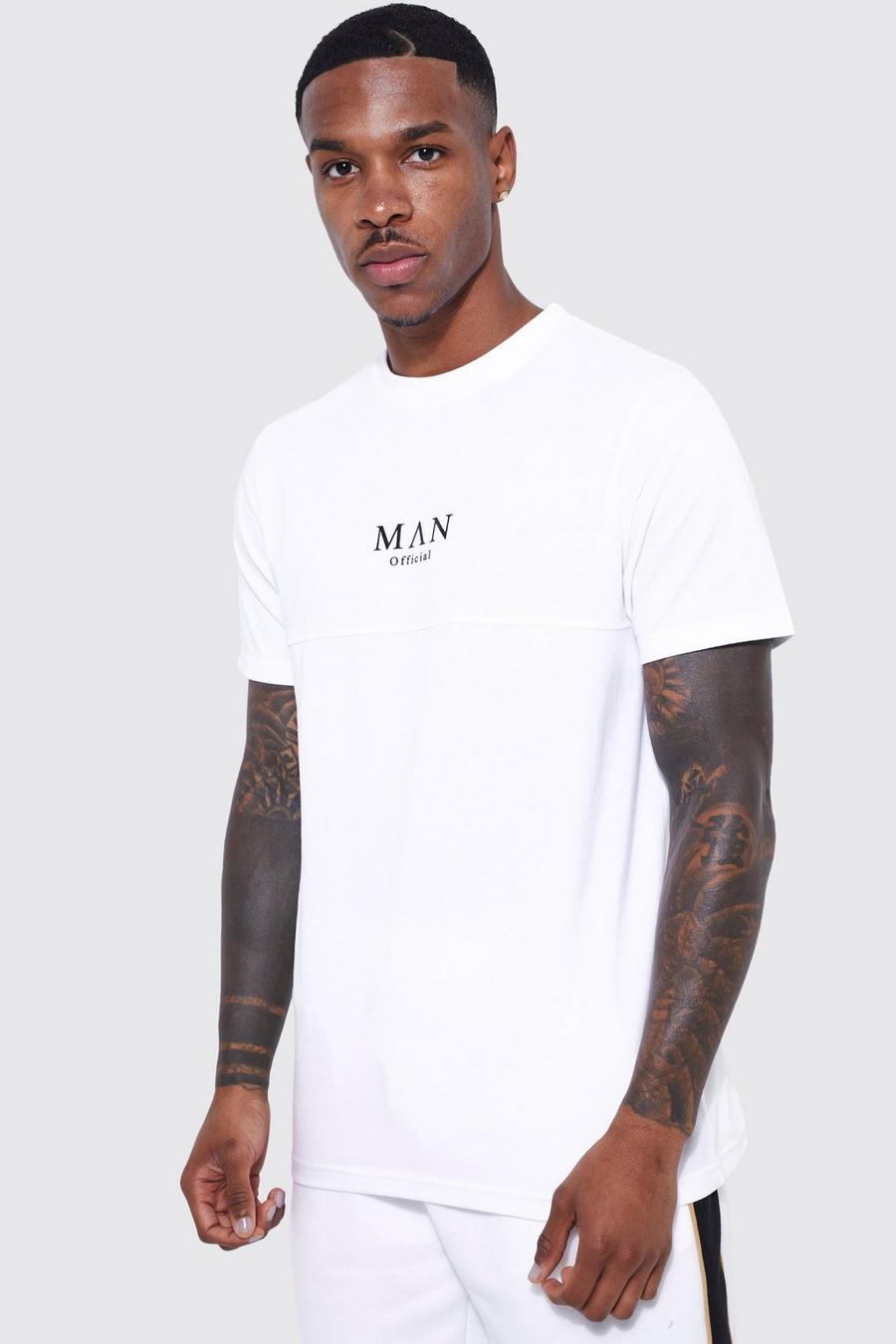 White Man Gold Slim Fit Panelled T-shirt image number 1