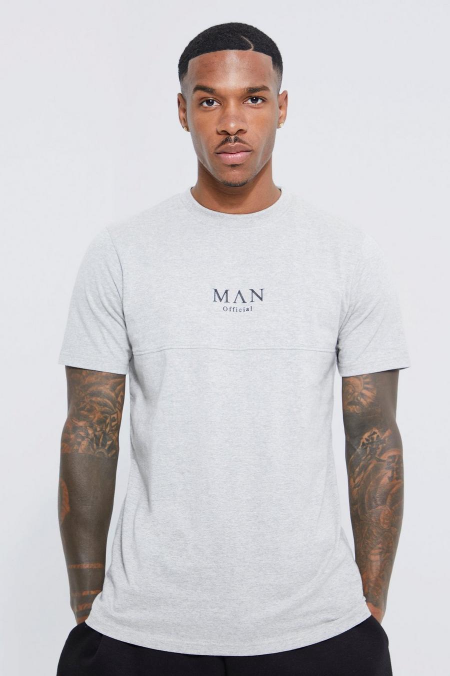 Grey marl Man Gold Slim Fit Panelled T-shirt  image number 1