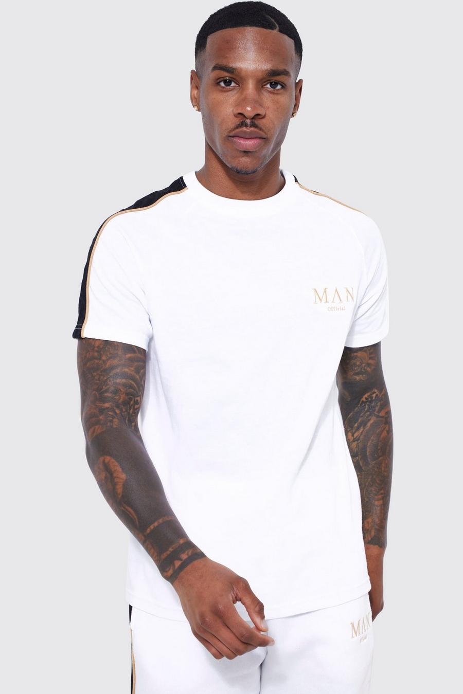 White Man Slim Fit T-Shirt Met Gouden Biezen