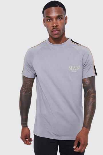 Man Gold Piping Slim T-shirt grey