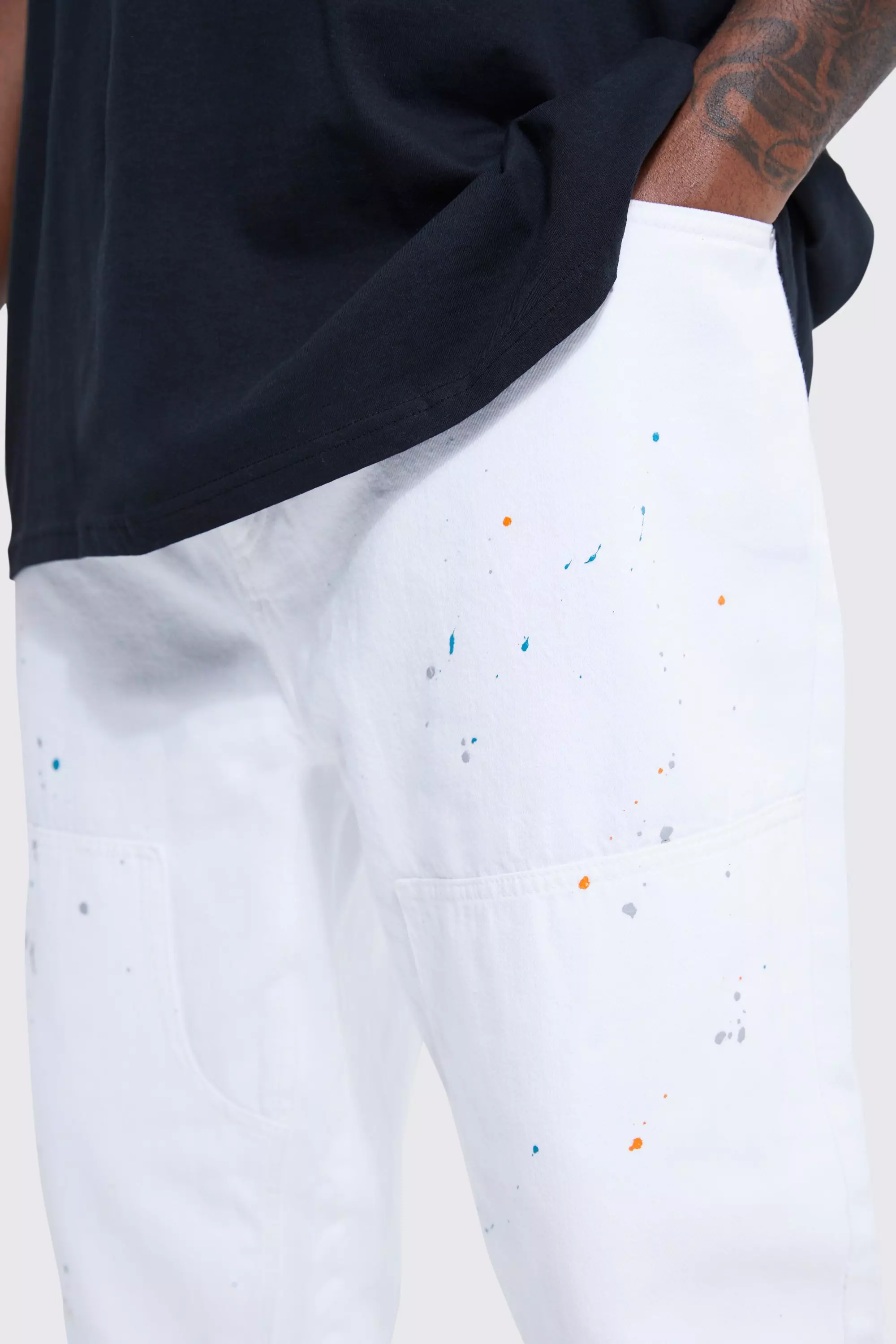 White jeans best sale with paint splatter