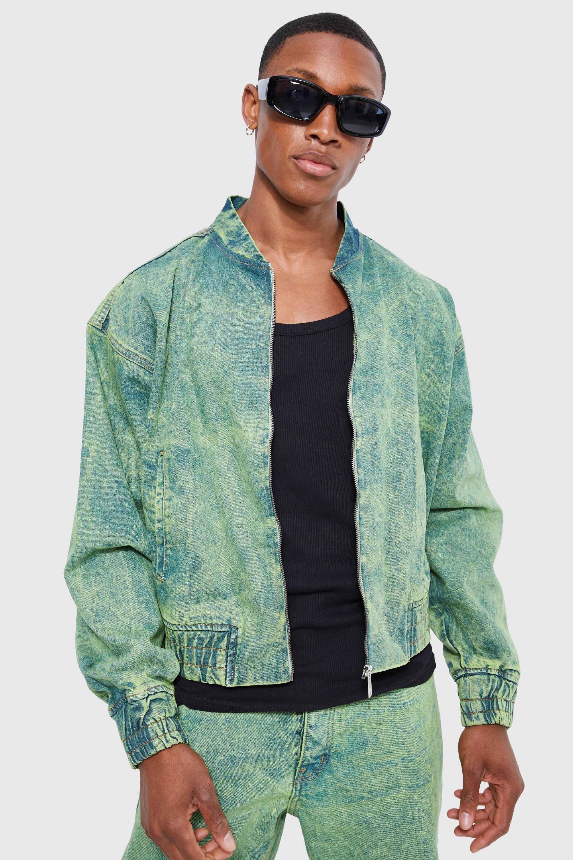 Lime Oversized Boxy Fit Acid Wash Denim Jacket