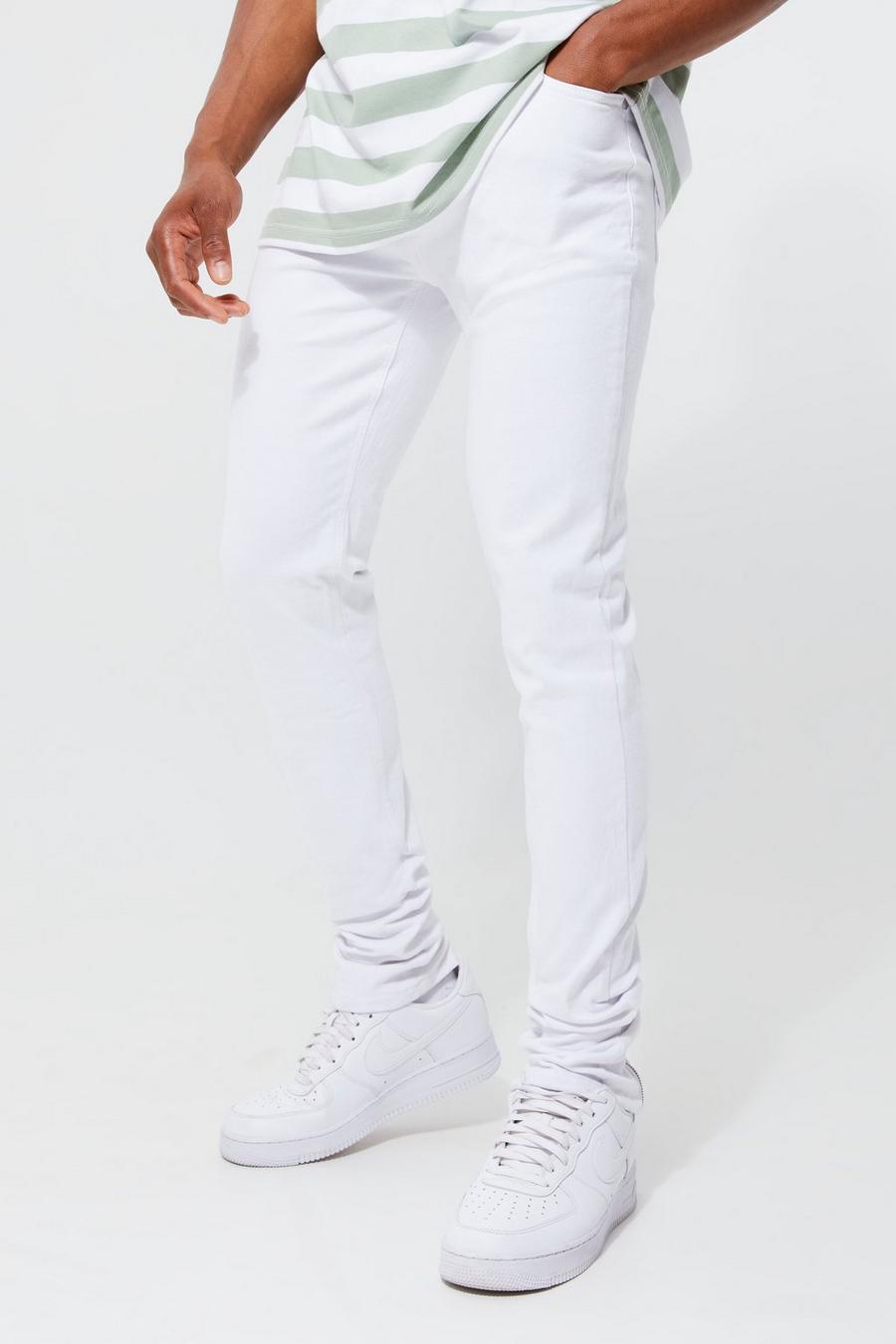 White Skinny Stretch Stacked Zip Gusset Detail Jeans image number 1