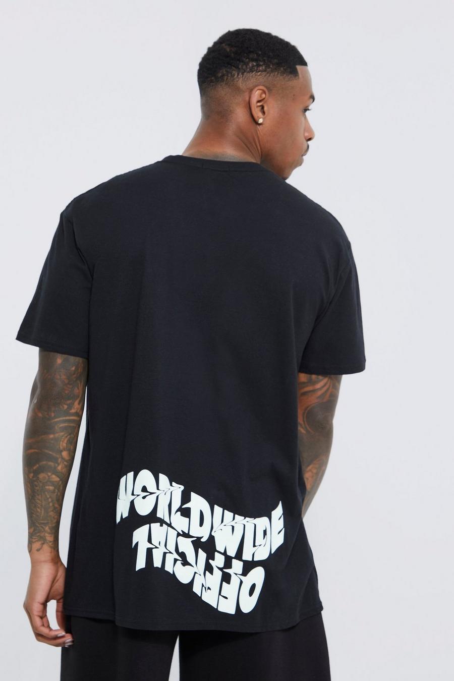 Black Oversized Worldwide Hem Graphic T-shirt