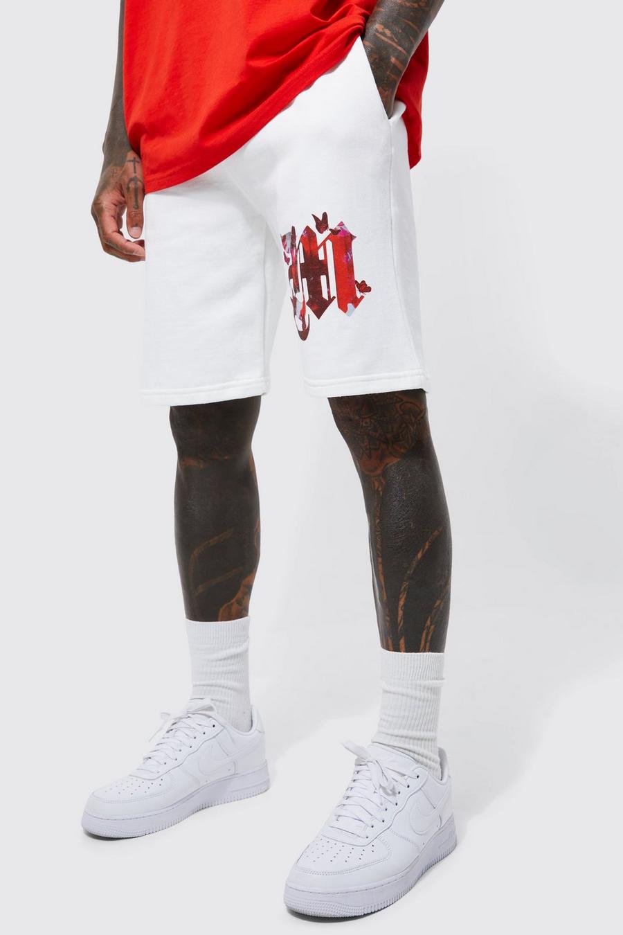 White vit Slim Gothic M Graphic Jersey Short